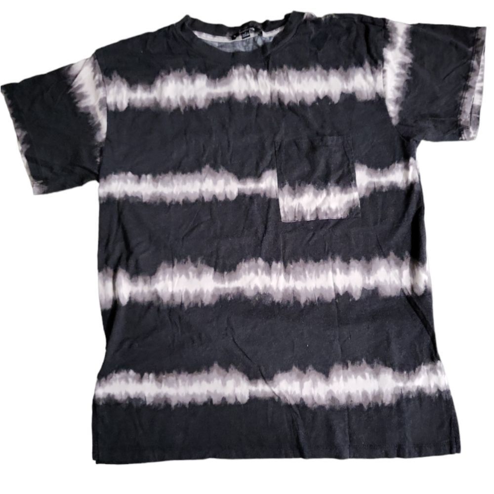 AMBIANCE Black/Tan Tie-Dye Butter Soft Feont Pocket T-Shirt Size S